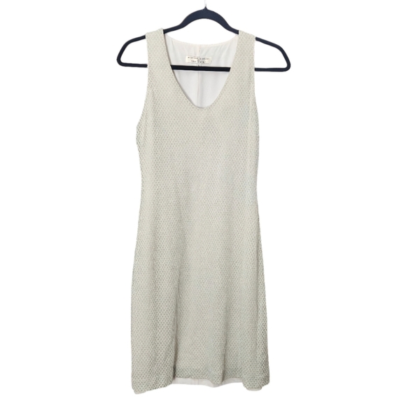 Vintage Y2K Andrea Polizzi for Rex Lester Silver Scalloped Sleeveless Dress sz 4 - Picture 1 of 5